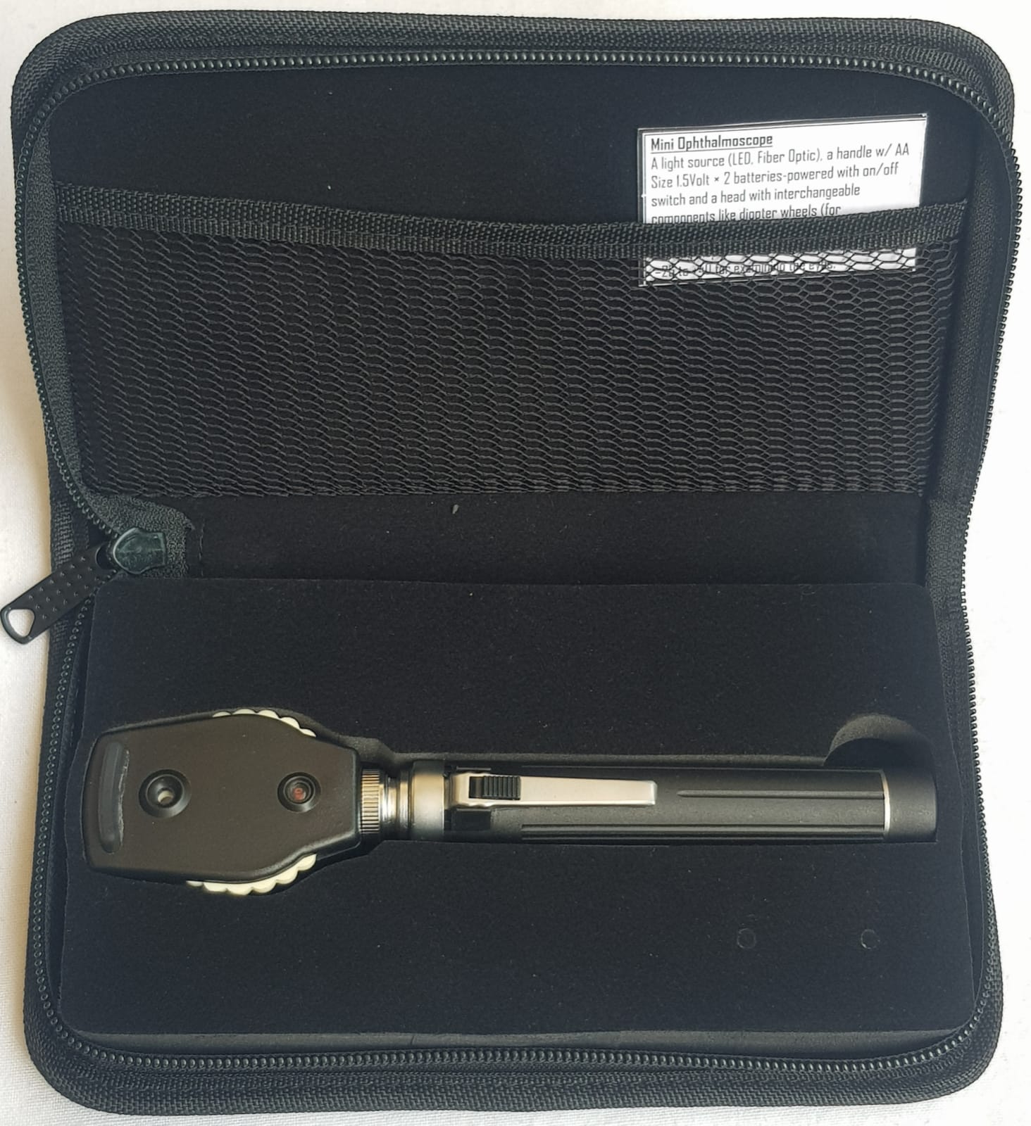 Mini Ophthalmoscope (Pocket) — Diopter-Wheel Fundoscopy with Zipper Pouch