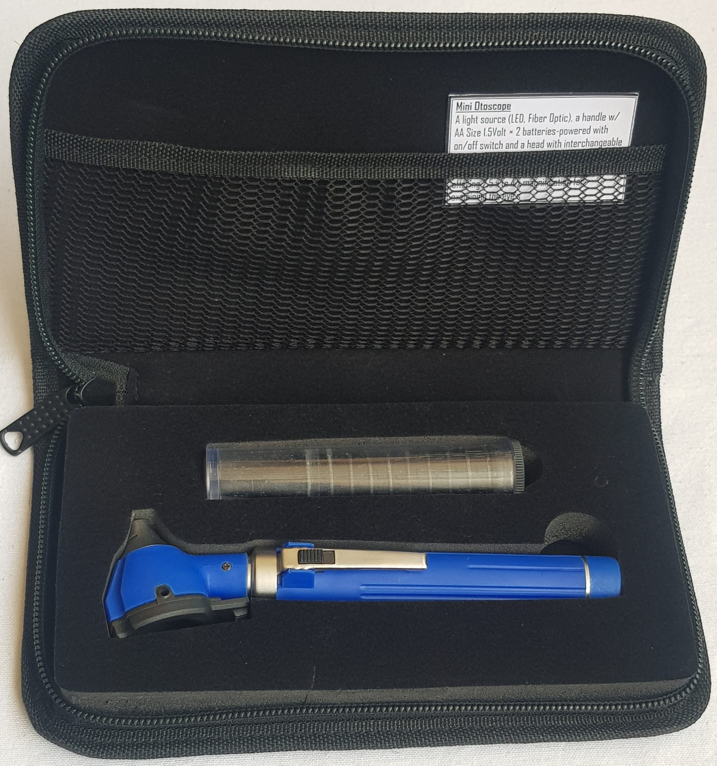Mini Otoscope Fiber-Optic (Pocket) — Compact Ear Examination with Zipper Pouch